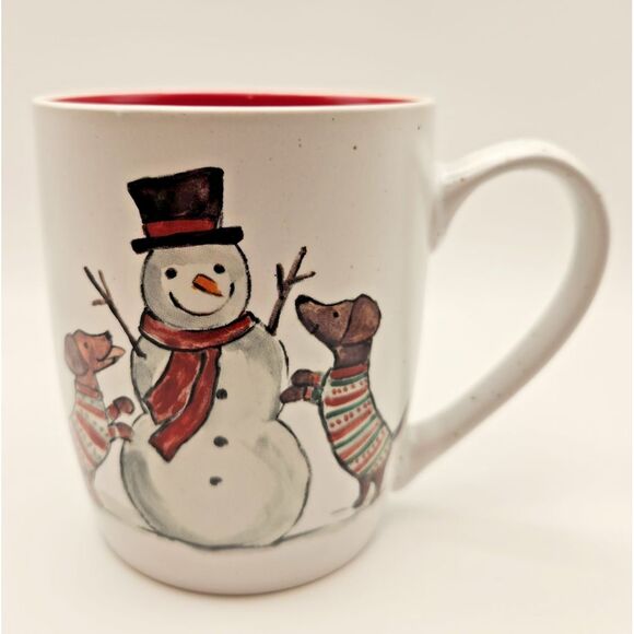 Peppermint & Pine Coffee‎ Mug Snowman &  Dachshund Dogs Christmas Holiday - Picture 1 of 10